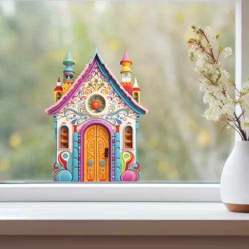 Vista 3 de Bright Toy House - Adhesivo de pared para puerta de hadas