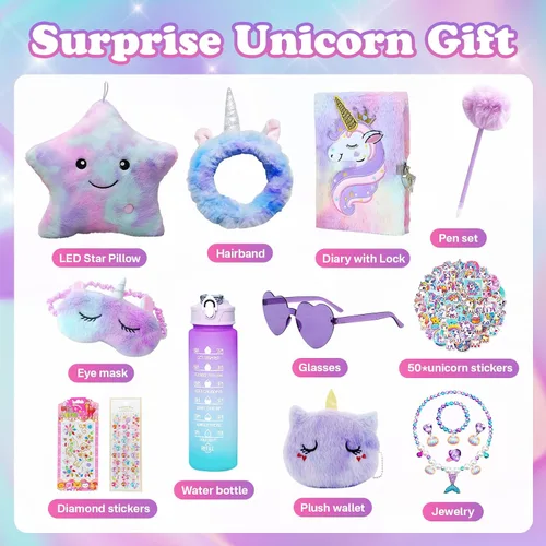 Vista 2 de 64 piezas de juguetes de regalos de unicornio para niñas, juguetes para niños de 5, 6, 7, 8, 9, 10+ años, regalos de Halloween, Acción de Gracias