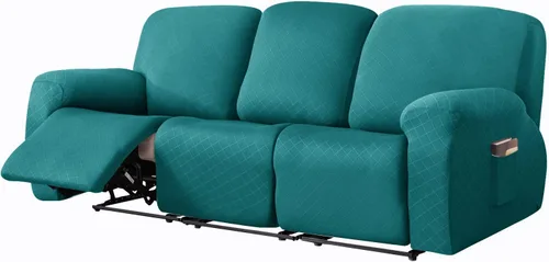 Vista 40 de vctops Funda reclinable con diamantes de 4 piezas, funda elástica para sofá reclinable de 1 plaza, protector suave y sólido para muebles con correa