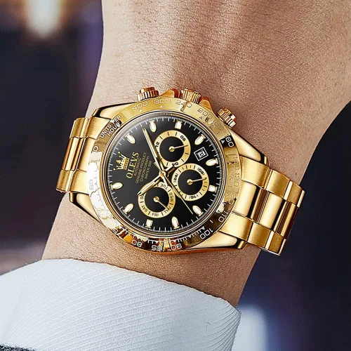 Vista 3 de OLEVS reloj mecánico automático, reloj de cuerda automático de lujo para hombre a prueba de agua, acero inoxidable.