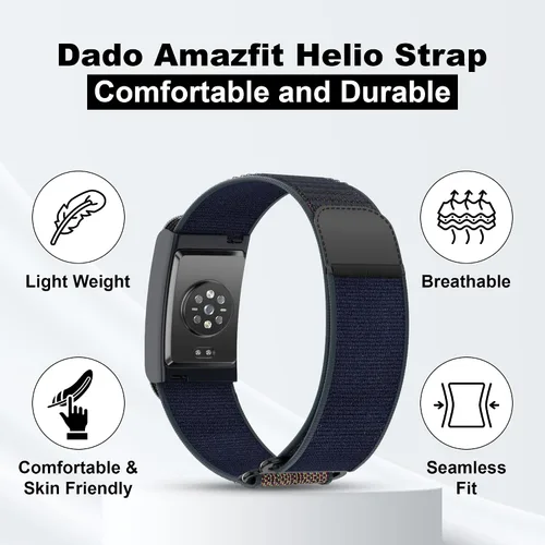 Vista 2 de DADO Correa de repuesto de nailon, compatible con la correa Amazfit Helio, ajustable, transpirable, pulsera deportiva para rastreador de fitness