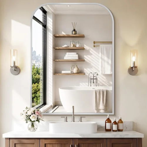 Vista 20 de COFENY Espejo de baño, espejo rectangular negro de 16 x 24 pulgadas para montar en la pared con marco delgado, espejos de tocador de baño para sobre