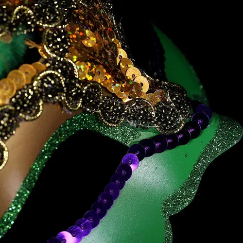 Vista 3 de Máscara de plumas de lentejuelas Mardi Gras máscara para mujer máscara de carnaval veneciano
