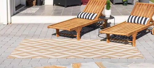 Vista 4 de Unique Loom Jill Zarin Outdoor Collection - Alfombra rectangular (2 pies 2 pulgadas x 3 pies 1 pulgadas, rectangular, beige y marrón)