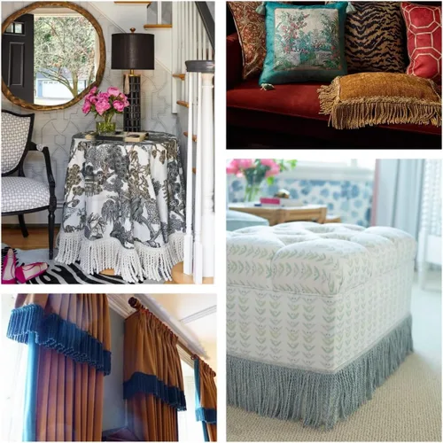 Vista 6 de Borde de flecos dorados con flecos para costura, manualidades, pantalla de lámpara, almohada, cortina, disfraz, vestido de baile latino y decoración