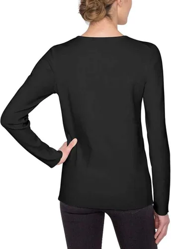 Vista 3 de Kirkland Signature - Jersey de manga larga para mujer cuello redondo color negro