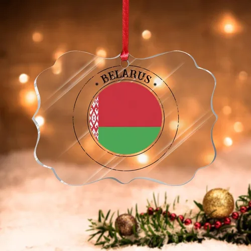 Vista 32 de Bandera de Bielorrusia, adornos decorativos para colgar, bandera nacional de Bielorrusia, decoración de árbol de Navidad, recuerdo navideño, adorno
