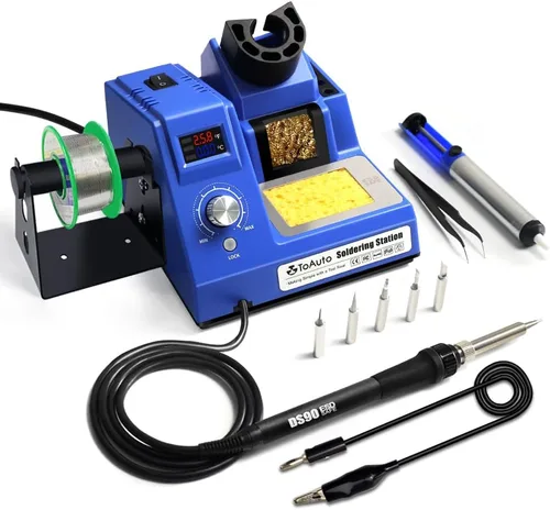 Vista 8 de TOAUTO DS90 - Kit de estación de soldadura con pantalla digital dual °F y °C, soldador de 90 W, temperatura de 302 ℉ a 842 ℉, diseño antiestático