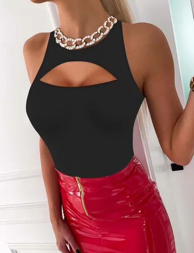 Vista 9 de Saslax Lindos mamelucos de cuello alto sin mangas con espalda cruzada para mujer