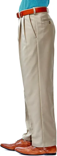 Vista 2 de Haggar Pantalón plisado frontal para hombre, con cintura expandible, para hombre, tallas regulares y grandes y altas, grafitodelicia