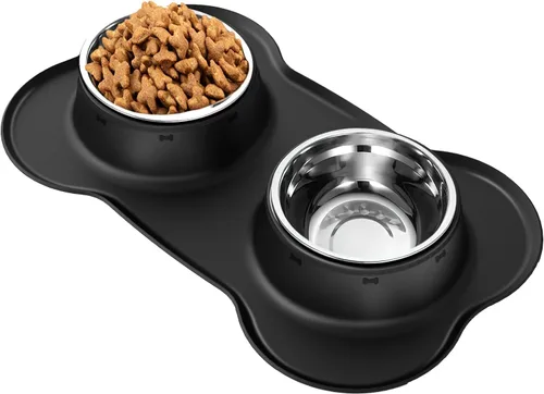 Vista 15 de AsFrost Tazones de comida para perros, cuencos de acero inoxidable para perros, juego de cuencos para agua y alimentos con alfombrilla de silicona