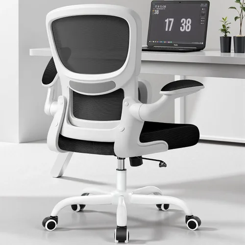 Vista 17 de BESTFAIR Silla de oficina ergonómica, silla de escritorio de malla transpirable cómoda con soporte lumbar, silla de computadora, silla de escritorio
