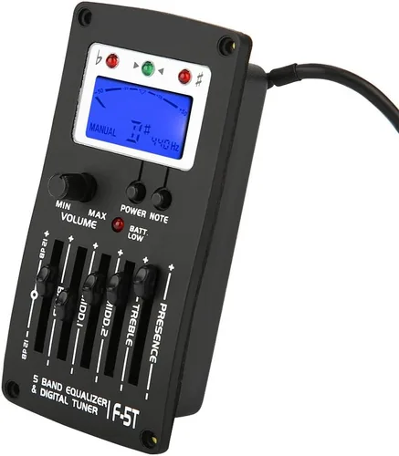 Vista 9 de Tbest Preamplificador de guitarra, ecualizador de preamplificador de guitarra, sintonizador digital F 5T 5 bandas, pastilla de sintonizador digital