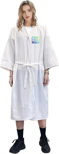 Vista 8 de Bata de spa de diseño personalizado para salón de belleza para mujer, kimono, cliente, uniforme protector