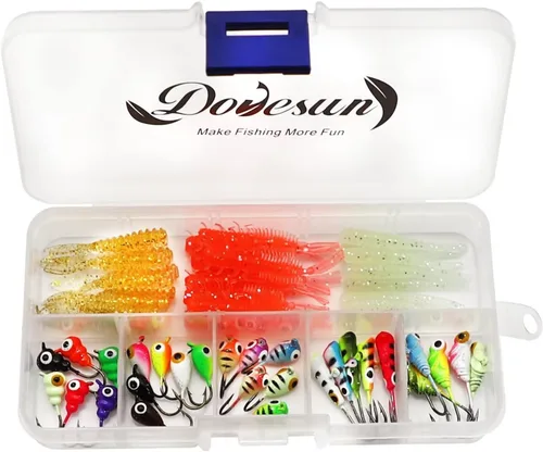 Vista 8 de Kit de Pesca Dovesun Señuelos de Pesca en Hielo Plantillas de Pesca en Hielo Señuelos de Pesca en Hielo para Lucios Señuelos de Crappie 135