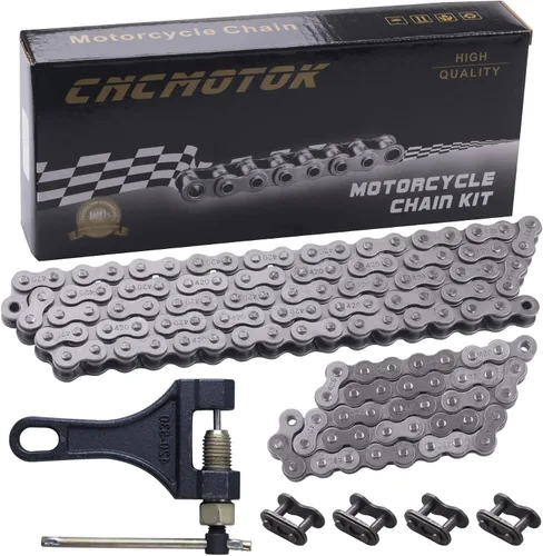 Vista 9 de Cadena de Jackshaft 420 de 42 Eslabones + Rompecadenas, compatible con Coleman BT200X CT200U Trail 200 CT200U-EX Baja TrailMaster Warrior Heat