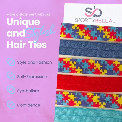 Vista 4 de Lazos para el cabello con conciencia sobre el autismo de Infinity Collection