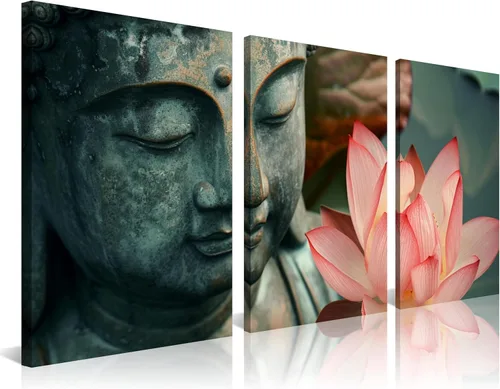 Vista 23 de NAN Wind 5 piezas de lienzo de flor de loto zen de Buda Zen, decoración espiritual para meditación, decoración pacífica del hogar, simbolismo