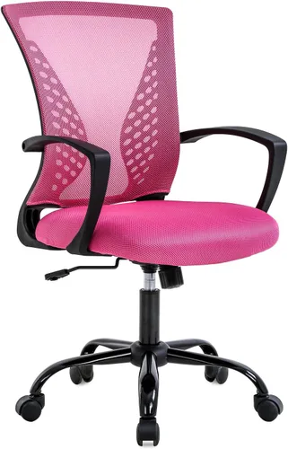 Vista 13 de Silla de oficina ergonómica de malla para computadora BestOffice, con reposabrazos, soporte lumbar, respaldo medio, giratoria, ajustable, para Negro