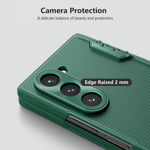 Vista 5 de Nillkin Funda para Samsung Galaxy Z Fold 6 con protector de pantalla, protección de bisagra, textura mate esmerilada (no magnética), diseño delgado