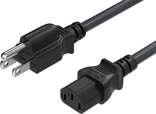 Vista 2 de Cable de alimentación universal de alta resistencia NEMA 5-15P a C13 blindado, 14 AWG, 15A/125V, SJT, negro