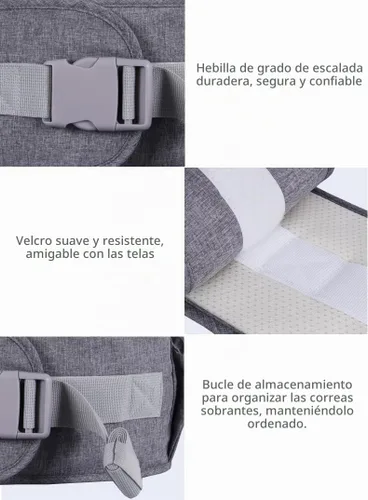 Vista 5 de Portabebés con Asiento de Cadera para Bebé, Taburete de Cintura para Niño Infante Pequeño con Correa Ajustable, Hebilla, Bolsillo, Interior Suave