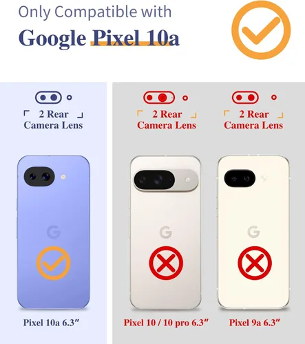 Vista 2 de GVIEWIN Funda para Google Pixel 10a con protector de pantalla, protección contra caídas de grado militar, no amarillenta, transparente, floral
