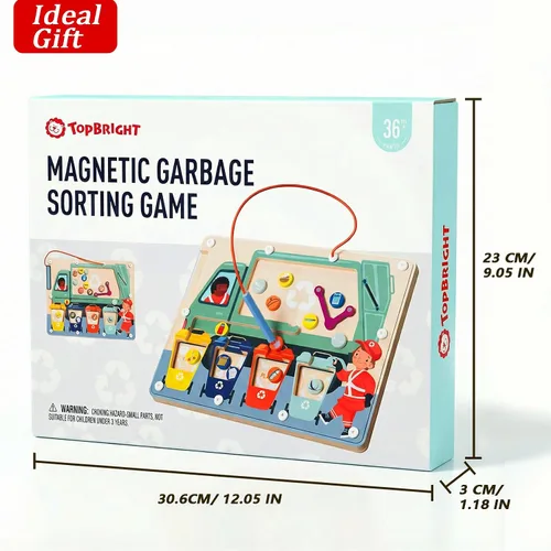 Vista 2 de TOP BRIGHT Juego de clasificación de laberinto magnético de colores, juguetes Montessori para regalos de niños de más de 3 años, juego de reciclaje
