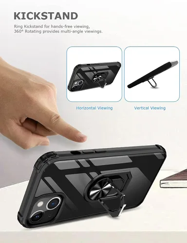 Vista 4 de Ring Kickstand - Funda transparente para iPhone 13 de 6.1 pulgadas (no para iPhone 13 Pro), funda protectora delgada de protección contra caídas