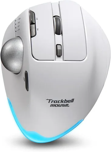 Vista 9 de zelotes Ratón de trackball inalámbrico, mouse Bluetooth, recargable, 4800 DPI, 2 en 1 (BT 5.0/3.0+2.4 GHz receptor USB), 8 botones, diseño Negro