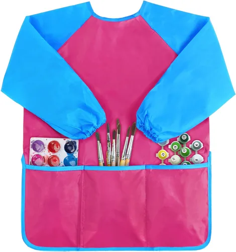 Vista 11 de Kopokita - Delantal impermeable para niños artistas, de manga larga, con 3 bolsillos, para niños pequeños y artistas