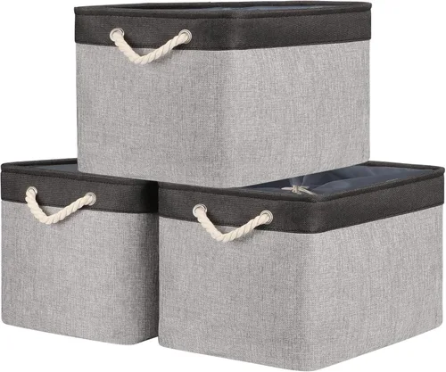 Vista 24 de TheWarmHome Contenedores de almacenamiento para estantes, tamaño mediano, 3 unidades, 13.8 pulgadas de largo x 9.8 pulgadas de ancho x 6.7 pulgadas