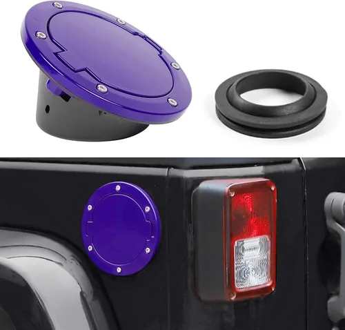 Vista 10 de JeCar Tapa de Combustible de Aluminio Cubierta de Puerta de Llenado para Jeep Wrangler 2007-2018 JK y Unlimited Accesorios (Negro)