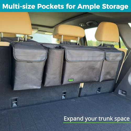 Vista 3 de PIDO - Organizador colgante para maletero, organizador para asiento trasero de SUV, bolsa de almacenamiento colgante para coche con bolsillos
