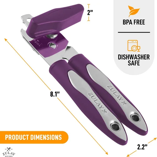 Vista 2 de Zulay Kitchen Abrelatas de mano – Abrelatas manual duradero cuchillas de acero inoxidable de corte de borde liso – Abrelatas manual de servicio