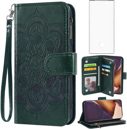 Vista 12 de Asuwish Funda compatible con Samsung Galaxy Note 20 Ultra Glaxay Note20 Plus 5G y protector de pantalla de vidrio templado con tapa para Gaxaly Azul