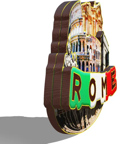 Vista 2 de Imán de madera de Italia Roma 3D para nevera, recuerdos coleccionables, decoración hecha a mano, artesanías 2