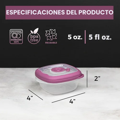 Vista 2 de Pequeños recipientes de plástico para almacenamiento de alimentos con tapas herméticas, lonchera de 5 onzas para aperitivos/frutas para niños