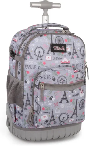 Vista 19 de Tilami Mochila con ruedas para niños de 18 pulgadas, mochila para computadora portátil, bicicleta
