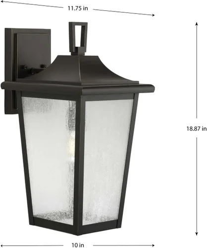 Vista 8 de Progress Lighting Padgett Collection - Farol de pared costero de transición para exteriores de bronce antiguo con pantalla de vidrio transparente