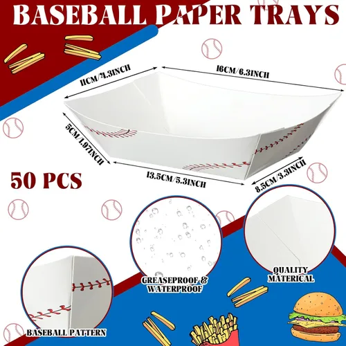 Vista 2 de Marsui Juego de 100 suministros de fiesta de baloncesto, golf, sóftbol, fútbol, béisbol, bandejas, alimentos, barcos con hojas de papel encerado