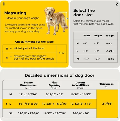 Vista 2 de Puerta de perro grande para puerta, puerta de perro de metal con panel de bloqueo Doggie Doors for Large Dogs with Magnetic Flap,Anti Theft