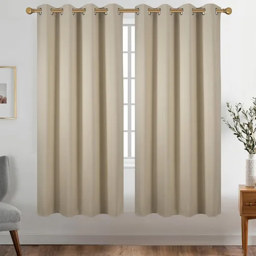 Vista 142 de Diraysid Cortinas opacas beige con ojales para dormitorio, con aislamiento térmico, cortinas de oscurecimiento de habitación, 38 x 54 pulgadas, 2