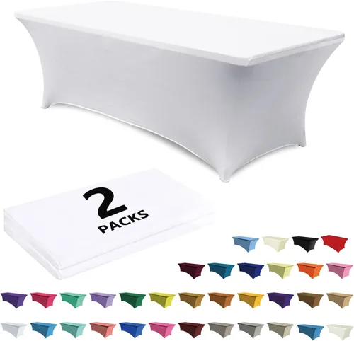 Vista 20 de ABCCANOPY - Paquete de 2 manteles elásticos de elastano de 4 pies Fitted, Washable and Wrinkle Resistant Table Protector for Wedding