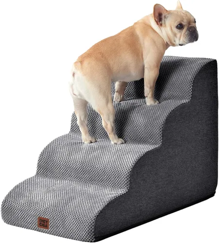 Vista 29 de EHEYCIGA Rampa curvada para escaleras para perros, camas altas de 4