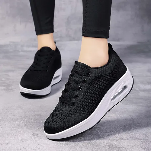 Vista 6 de Hsyooes Zapatos de tenis con cuña para mujer, zapatos deportivos para caminar, tenis ligeros con amortiguación de aire, zapatos de fitness