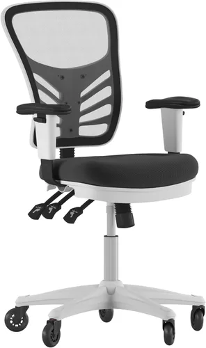 Vista 16 de Flash Furniture Nicholas Silla de oficina ergonómica giratoria ejecutiva multifunción de malla negra con brazos ajustables y ruedas de rodillo