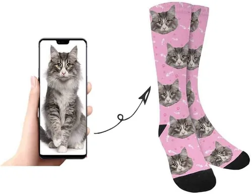 Vista 6 de Calcetines personalizados para convertir tu foto en I Love My Papa Calcetines personalizados unisex para regalo único, color3