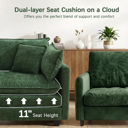 Vista 3 de Sofá modular modular de 102 pulgadas, sofá de nube de gran tamaño Verde