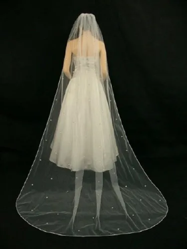 Vista 2 de Tienda de jengibre boda 1Tier Catedral Swarovski Crystal Rhinestones Bridal Veil